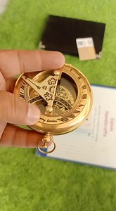 CH Antique Brass Nautical Sundial Compass Marine Nautical Push Button Sundial Compass with Leather case | Brass West London Vintage Compass | Ideal for Gift, Camping, Hiking Sundial Compass