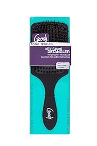Goody Total Texture Mongongo Oil Brush - Oil Infused Detangler Adds Luster and Shine and Protects Hair - Pain-Free Hair Accessories for Women and Girls - Durable for Everyday Use - Black