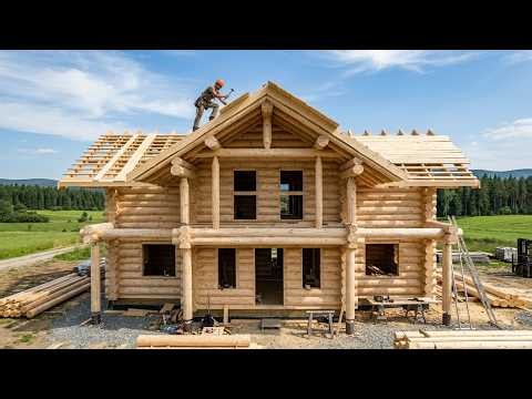 I Built an Incredible 2-Story Log Cabin Alone in the Forest - Start to Finish By @DemasiLogCabin