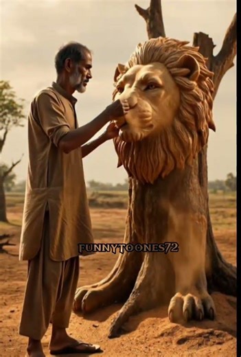 This Broken Tree Became a Giant Lion Statue 😲🦁 #emtionalstory #animation #3danimation