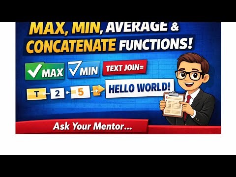 P4 | MAX, MIN, AVERAGE & CONCATENATE Functions | LibreOffice Calc | Plus Two Computerised Accounting