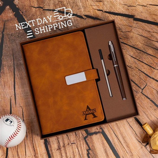 Custom Engraved Notebook With Pen, Custom Leather Journal Set, Custom Engraved Leather Journal Set With Pen, Personalized Notebook - Etsy