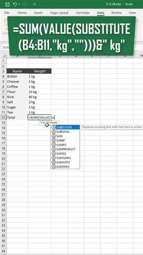 Proper Way to Calculate Number with Text in Excel