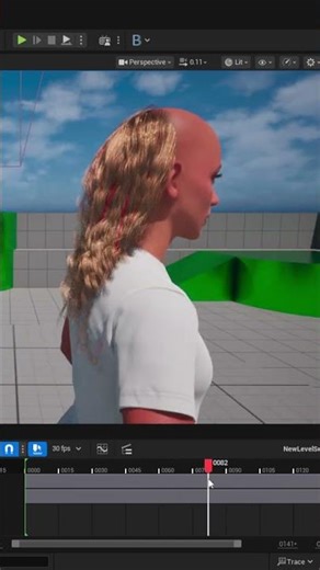 Ue5.7 Metahuman Long Hair DataFlow Rigged Guide Blender