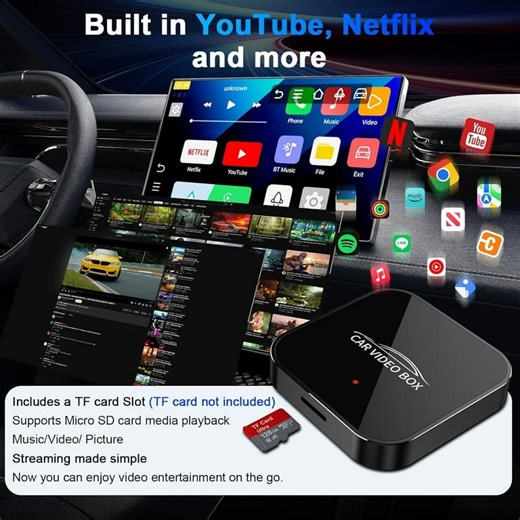 Vseebox V5 Pro 2025 Newest Version Wireless CarPlay AI Box Adapter With Netflix & YouTube - Converts Wired CarPlay To Wireless For IPhone & Android Ai Box Carplay