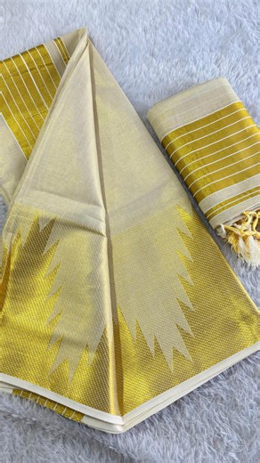 Wonder Box🎁 - Unbox the Happiness 😊 on Instagram: "Vishu 🪷 - Pre Booking Started Samruddhi - Golden Jari Weave Temple Set Mundu Tissue Length:2.80*2 mtrs Qucolor: premium Material: Kerala Tissue. Hand screen print used so there will be minute ink spread and design defect We use best quality raw materials that are available in market so quality guaranteed There may be slight color difference due to resolution in each phone"