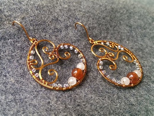 Copper wire earring - handmade jewelry idea 155