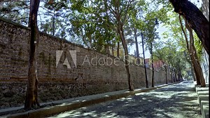 Cobbled street also known as Magisterio Nacional in the historic center of Tlalpan, Mexico city, Mexico.