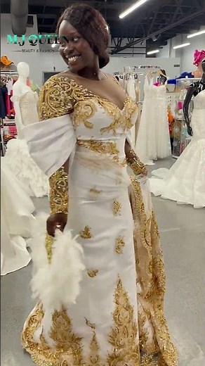 Luxury White & Gold Bridal Gown #luxurybridal #bridalgown #weddingdress #wedding #shorts #outfitidea