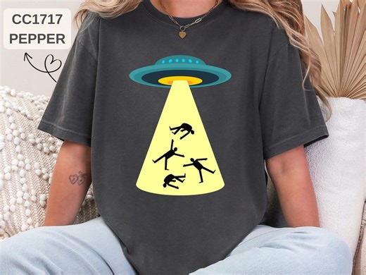 Funny UFO Abduction Tee – Alien Beam Cartoon Graphic Shirt - Etsy