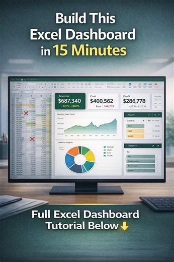 Excel Dashboard in 15 Minutes ⚡ Build a Professional Dashboard | #Excel #ExcelDashboard #ExcelTips