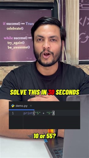 Is It 10 Or 55? 🧐 99% Beginners Fail This Simple Python Print Challenge! #python #coding #shorts