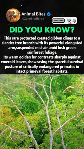 Endangered Black-Crested Gibbon Swings Freely, Rare Protected Rainforest Icon #naturedocumentary
