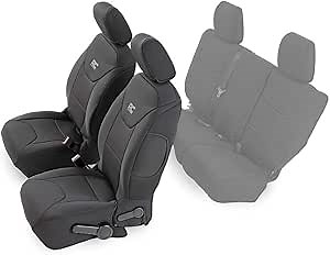Rough Country Neoprene Front Seat Covers for Jeep Wrangler JK 4-Door (2013-2018) - Waterproof & UV Resistant, Foam Padded, Front Seat Cover Set