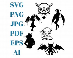 Demon SVG Bundle | Devil Svg Bundle | Cut File for Cricut | Silhouette | Clipart | Vector | Succubus | Pdf | Png | Ai | Eps | Jpeg - Etsy