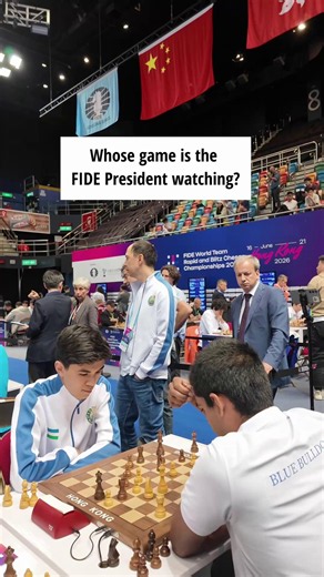 FIDE President Arkady Dvorkovich has his eyes on World Championship Challenger Javokhir Sindarov. Who are you following at the FIDE World Team Rapid and Blitz Chess Championships? ♟️ #FIDERapidBlitzTeams #HongKong