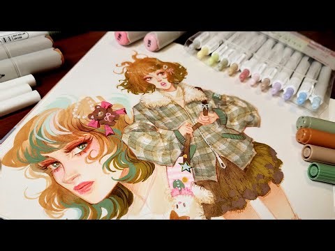 🎀🧸 Alcohol Markers + Acrylic Markers Experimental Sketchbook Session