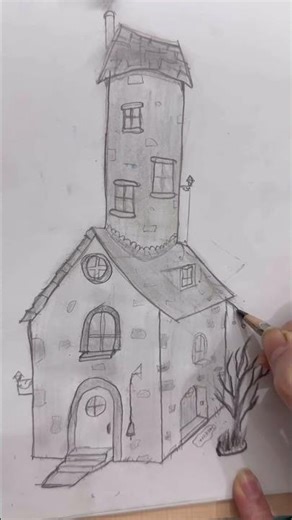 Medieval times house drawing #abstractcolours