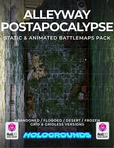 Alleyway Postapocalypse Static & Animated Battlemaps Pack (4 variants) | Roll20 - HoloGrounds | Roll20 Battlemaps | DriveThruRPG