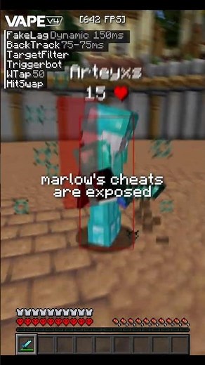 marlow's cheats are exposed (ping abuse reach) #shorts #minecraft #mcpvp