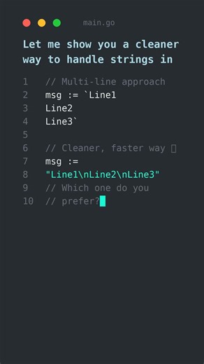 🚀 The go tip that changed how I write strings faster #shorts #gotutorial #go