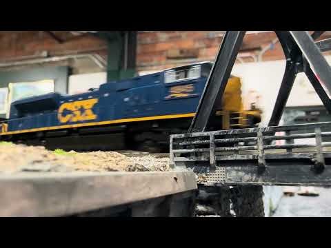 Csx SD70ACE mixed freight crossing bridge