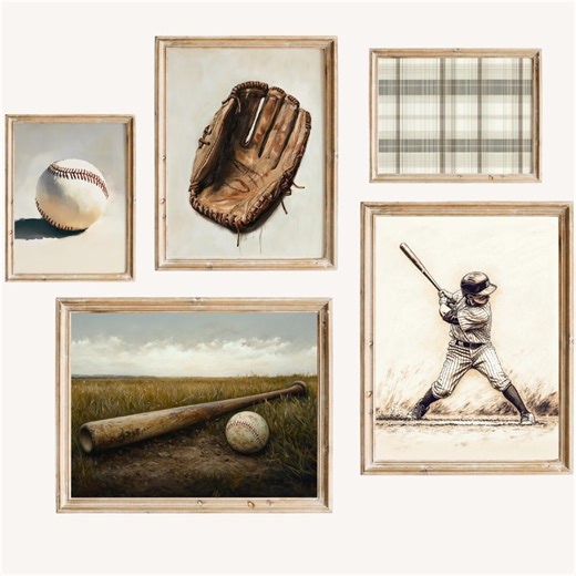 Baseball Art Set of 5 Vintage Baseball Prints Boys Room Baseball Printable Art Nursery Sports Gallery Prints Sage Green Posters Paintings - Etsy