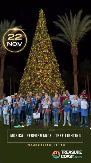 🎄✨ Downtown Vero Beach Tree Lighting Festival at Pocahontas Park, 14th Avenue! Kids’ crafts, bubbles & “snow” play, food trucks, photos with Santa & Mrs. Claus, live music, and the grand tree lighting at dusk. End the night with a holiday movie on the green. Bring blankets & chairs! Visit Treasurecoast.com for more local events this week! #VeroBeachEvents #TreeLightingFestival #HolidayFun #FamilyFriendlyEvents #ChristmasInFlorida #SantaInVero #VeroBeachLife #FestiveEvents #treasurecoast #treasu
