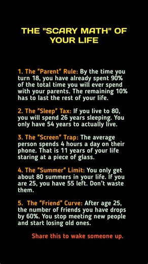 THE "SCARY MATH" OF YOUR LIFE #ScaryMath #LifeReality #TimeIsLimited #ValueYourTime #FamilyFirst #SpendTimeWisely | Life Beyond Illusions