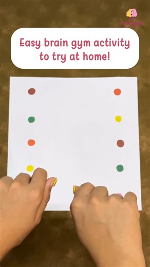 Tickle Right | Right Brain on Instagram: "Here’s another fun and simple brain gym activity you can try at home with your little one! Coloured dot stickers on the fingernails. Matching stickers on a sheet — but not in order. Task: Match each nail sticker to its pair on the sheet — as fast and as accurately as possible! Why this colourful challenge is more than just fun: – Builds visual discrimination and attention to detail. – Strengthens memory and right-brain image recognition. – Encourages mot