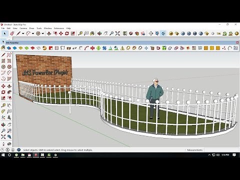 Tutorial Sketchup - How to array object follow the line with JHS PowerBar (Plugin)
