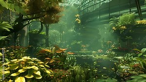 A vast and everchanging virtual rainforest where users can program their own weather patterns and environmental changes. Stock Video
