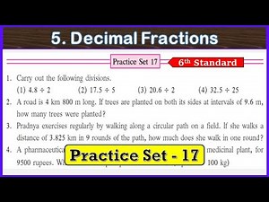 practice set 17 class 6 math | chapter 5 decimal fractions | practice set 17 class 6 maths