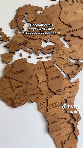 Decorating with a 3D Wooden World Map