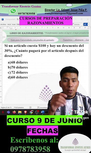 Razonamiento Numérico, ejercicio de porcentajes, facil y rápido ✅ #senecyt #admision2025 #educaciónsuperior #TransformarEinsteinGenius #ProfeJosue🍍 #educaciónparatodos #razonamientomatemático