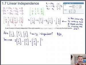 An intro to Linear Independence (Math 204 Section 1.7 video 1)