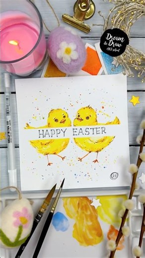 🐥🐣 Draw Easter Сard Watercolor Sketch Tutorial