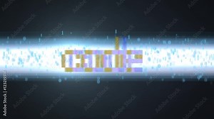 Binary code. A bright beam of light consists of binary code