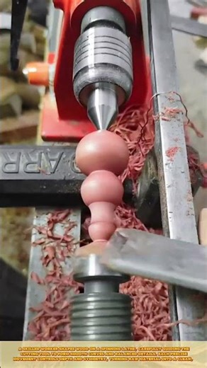 Shaping Spinning Wood with Chisel on Lathe for Smooth Symmetrical Form