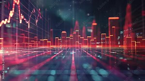 Background on financial development. Growing infographic curve. Financial Growth Chart of company on technology abstract background. Growing company. Abstract technology background. 4K Videos