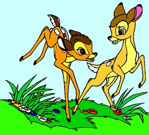 Bambi en Feline coloring page, printable Bambi en Feline