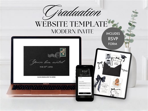 Graduation Website Invite With RSVP, 2026 Senior Girl Grad, Black Bow Coquette Graduation Party Digital Invitation Evite Canva Template - Etsy