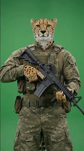 Cheetah as a Soldier Green Screen HD