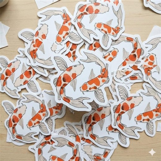 Koi Fish Yin Yang Vinyl Sticker, Japanese Watercolor Art Decal (laptop) - Etsy