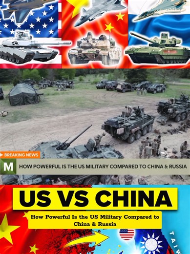 How Powerful Is the US Military Compared to China & Russia. America, China, and Russia stand as today's military heavyweights. Budgets, tanks, aircraft, navies, manpower, global bases, and nuclear forces al tell different stories once costs, technology, and experience are factored in. This breakdown explores how each nation builds power on land, at sea, and in the air and why numbers alone can mislead when judging modern military strength. #usmilitary #usa🇺🇸 #russiaukrainewar #chinavsusa #worl