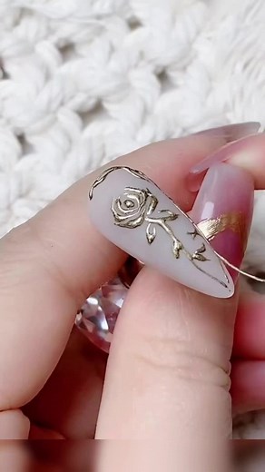 Chrome Painting Gel Nail Tutorial with 3D Flower Design