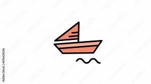 Animated Sail Boat Icon inFilled Line Style with Alpha Channel. Perfect for Project and Presentations