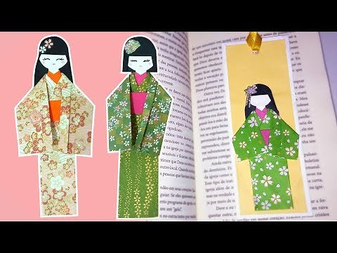 Boneca Japonesa de Papel - Marcador de página - Origami