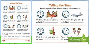 Summer-Themed Telling the Time Worksheet