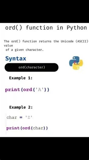 python ord function tutorial